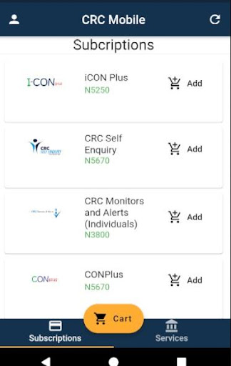 Android application CRC Mobile screenshort