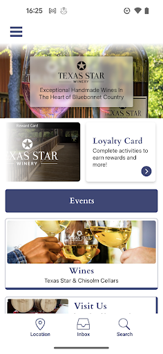 Android application Texas Star Winery screenshort