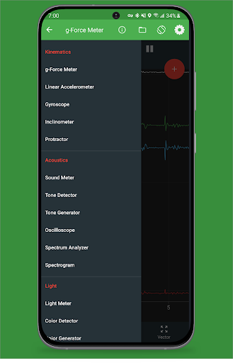 Android application Physics Toolbox Sensor Suite screenshort