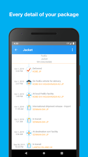 Find My Parcels Screen 2