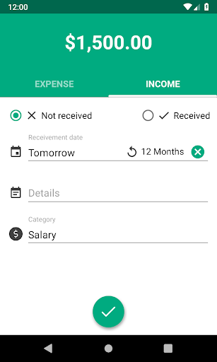 Organizer - Financial Controll Screen 2