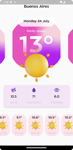 Android application Minimal Weather screenshort
