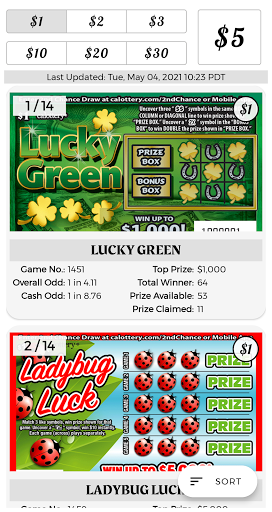 Android application lucki.me (CA Lottery) screenshort