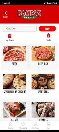 Screenshot of Romeo’s Pizza