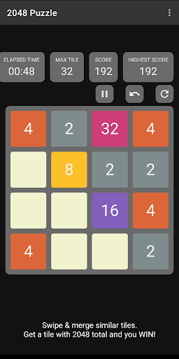 2048 Puzzle Game Simple 4x4 2