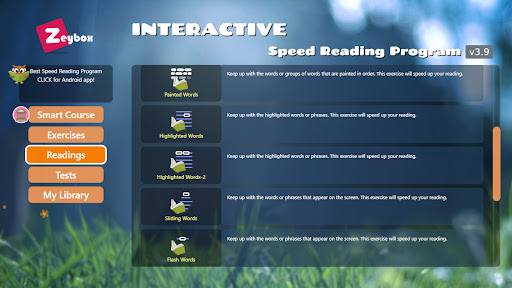 Android application Zeybox Pro Speed Reading screenshort