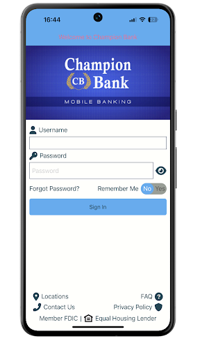 Android application Champion Bank i2Mobile screenshort