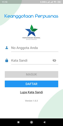 Android application Keanggotaan Perpusnas screenshort