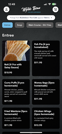 Android application Wyldebean Thai Cafe screenshort