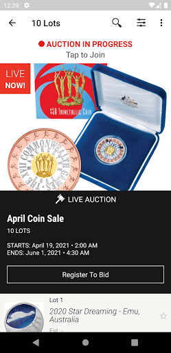 Coins Australia Auctions Screen 2