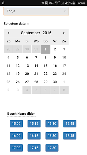 Android application Afspraak screenshort