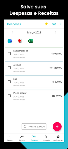 Android application Despesas Finanças Pessoais screenshort