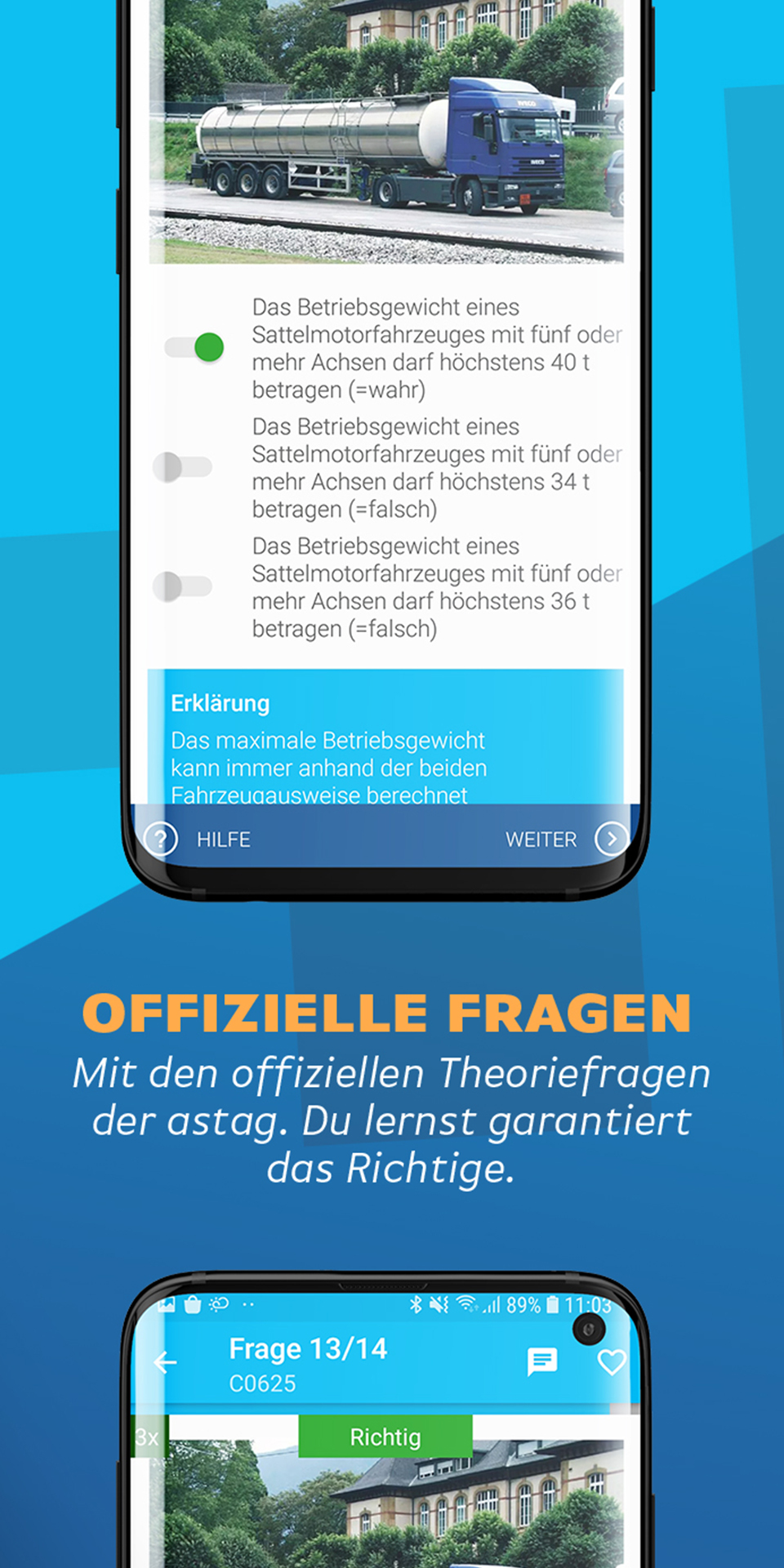 Android application iTheorie Lastwagen Premium Schweiz 2021 screenshort