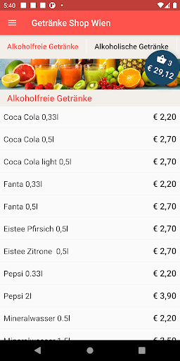 Getränke Shop Screen 2
