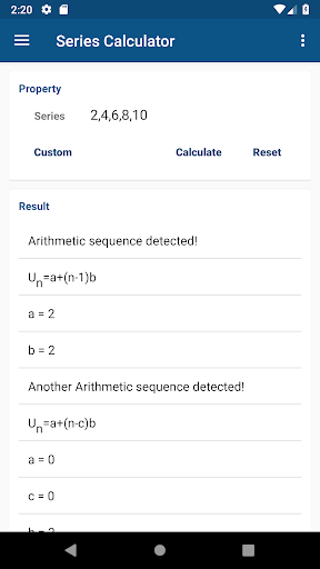 Android application Series Calculator screenshort