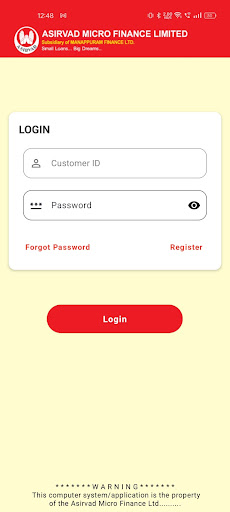 Android application Asirvad Customer Self Service screenshort