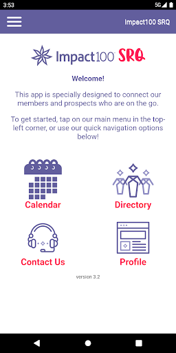 Android application Impact100 SRQ screenshort