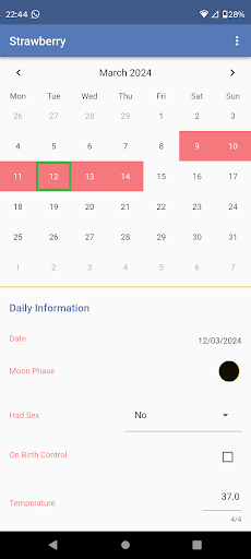 Private Period Tracker Screen 2