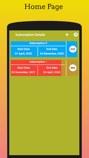 Android application Subscription Manager screenshort