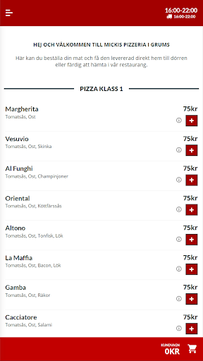 Android application Mickis Pizzeria screenshort