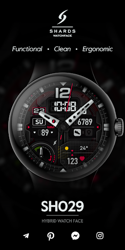 Android application SH029 Watch Face, WearOS watch screenshort