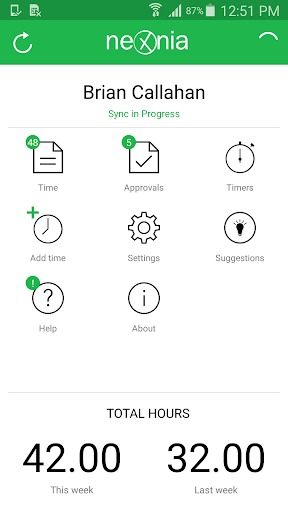 Android application Nexonia Timesheets screenshort
