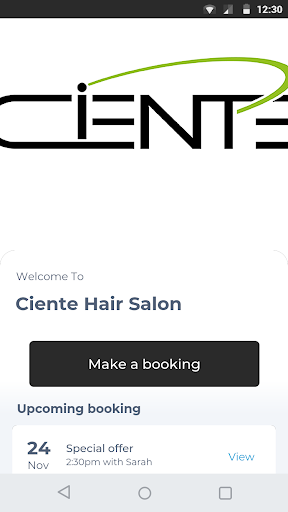 Android application Ciente Hair Salon screenshort