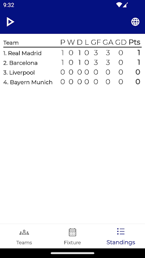 Screenshot of Fixture & Points Table Maker