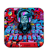 Colorful rock music graffiti keyboard icon