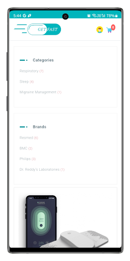 Android application GetFast screenshort