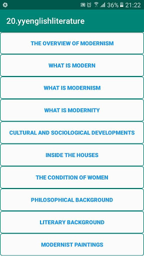 Android application Modernism | English Literature screenshort