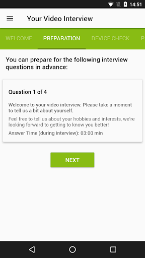 Android application interview suite screenshort