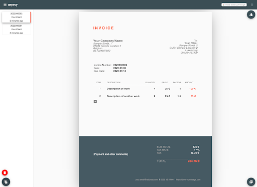 Anyvoy Invoice Generation Screen 3