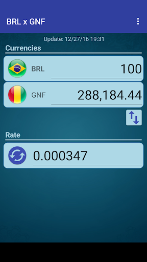 Android application Brazil Real x Guinean Franc screenshort