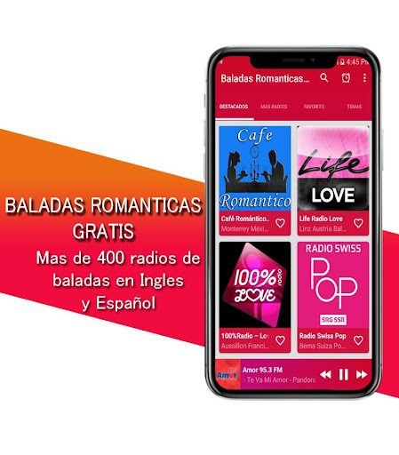 Android application Romantic Ballads screenshort