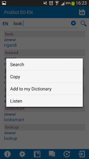 Esperanto - English dictionary Screen 3