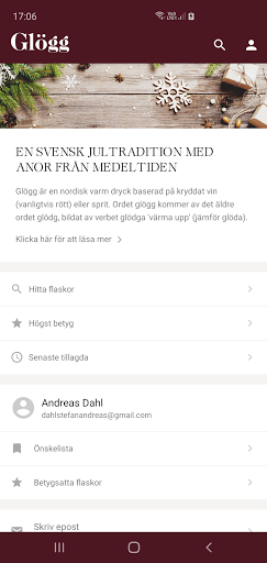 Android application Glögg screenshort