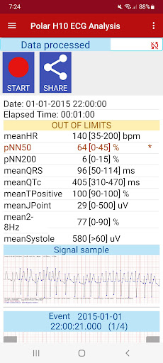 Polar H10 ECG Analysis Screen 3