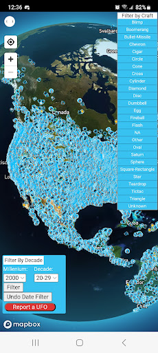 Android application MUFON UFO Sightings Map screenshort