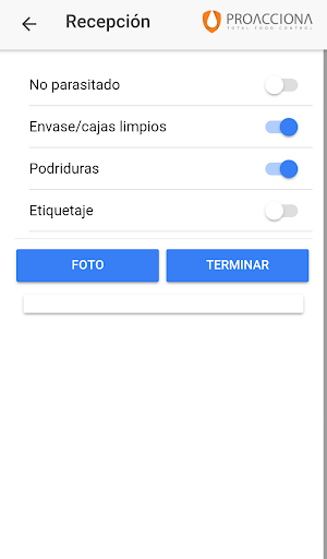 Android application tfc Proacciona screenshort