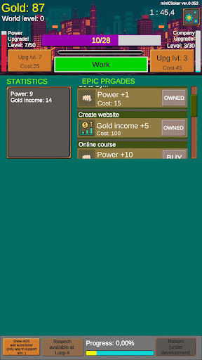 miniClicker (Simple IDLE game) Screen 2