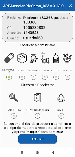 Android application Atencion Pie de Cama ICV screenshort
