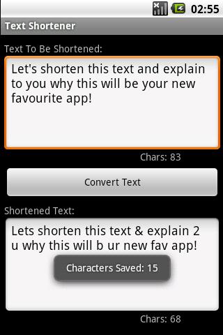 Text Shortener Screen 2