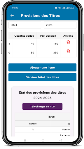Provision Titres - FinexApp