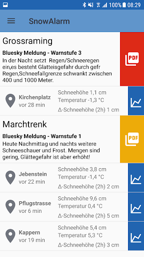 Android application SnowAlarm für Winterdienste screenshort