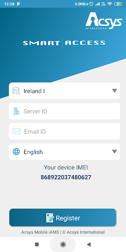 Acsys Mobile Application Screen 2