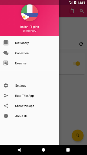 Android application Italian Filipino Dictionary screenshort