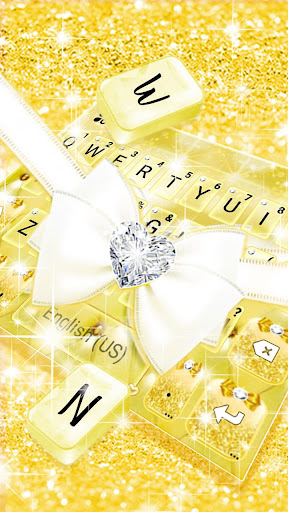 Golden Glitter Bow Keyboard Th Screen 2