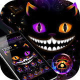 Neon Dark Night Cat Face Theme icon