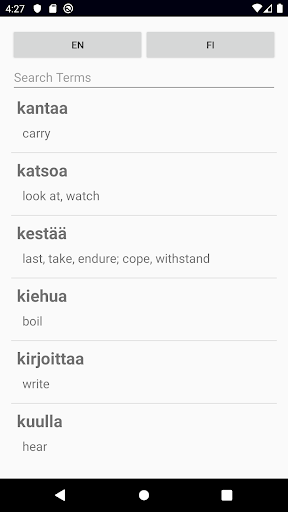 Android application Finnish Verb Blitz Pro screenshort